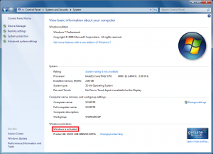 Windows 7 - NachtrÃ¤gliche Aktivierung